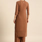 Women Brown Ethnic Motifs Embroidered Chikankari Kurta with Palazzos