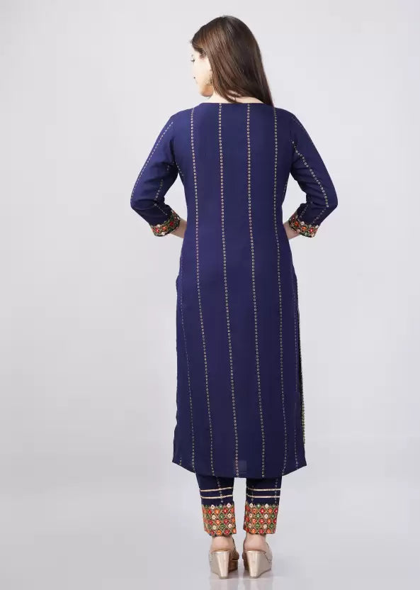 Women Kurta and Pant Set Viscose Rayon