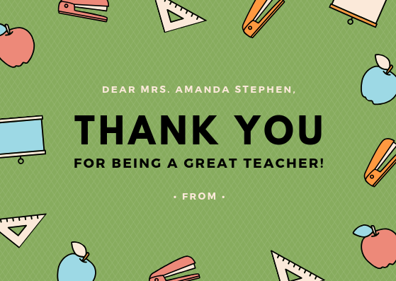 THANK YOU FOR BEING A GREAT TEACHER - GREETING CARD | Amy's Cart Singapore