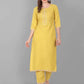 Women Yellow Kurta and Pant Set Cotton Blend