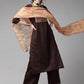 Women's Pure Cotton Brown Straight Solid Kurta Palazzo With Dupatta Set