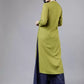 Women Green Cotton Blend Kurta and Blue Palazzo