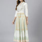 Women's Green Cotton Embroidered Anarkali Kurta