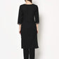 Women's Black Rayon Jacket Kurta with Palazzo Pant Set