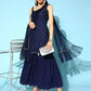 Women Blue Crepe Fusion Kurta Set