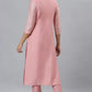 Women Coral Pink Viscose Rayon Kurta and Pant Set