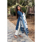 Women Blue Indigo Color Floral Printed Kurta and Palazzo Set with Dupatta