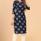 Women Blue Crepe Kurta and Pant Set