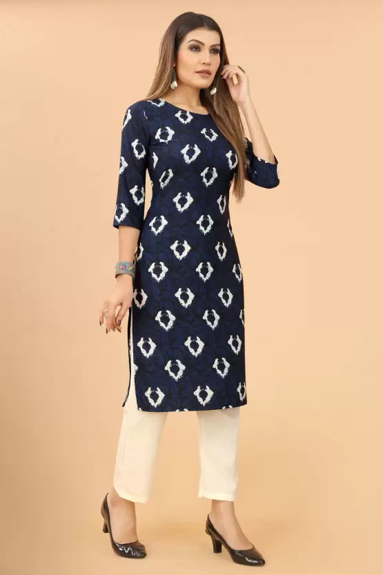 Women Blue Crepe Kurta and Pant Set