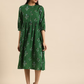 Floral Empire Flared Dress With Gathers Detail