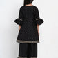 Girls Black & Gold-Toned Print & Striped Kurta with Palazzos