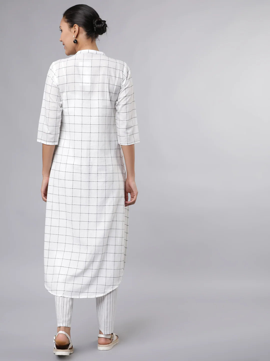 Women White Regular Pure Cotton Kurta with Trousers