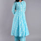 Women Cotton Rayon Blue Kurta and Palazzo Set