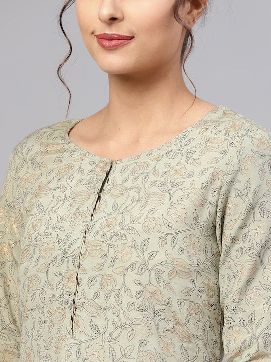 Women Cream-Coloured Floral Printed Kurta with Palazzos