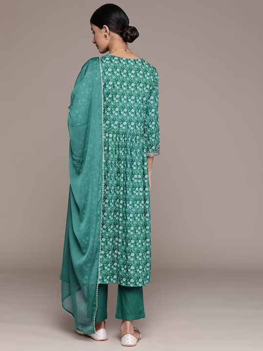 Women Floral Embroidered Regular Kurta With Trousers & Dupatta