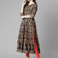 Women Navy Blue & Orange Printed Kurta Set