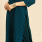 Women Teal Ethnic Motifs Embroidered Regular Kurta with Palazzos & With Dupatta