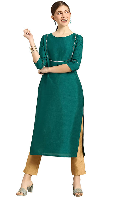 Women's Green Kurta With Pant