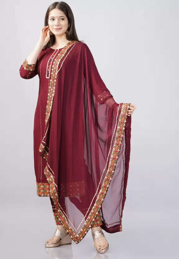 Women Kurta and Pant Set Viscose Rayon