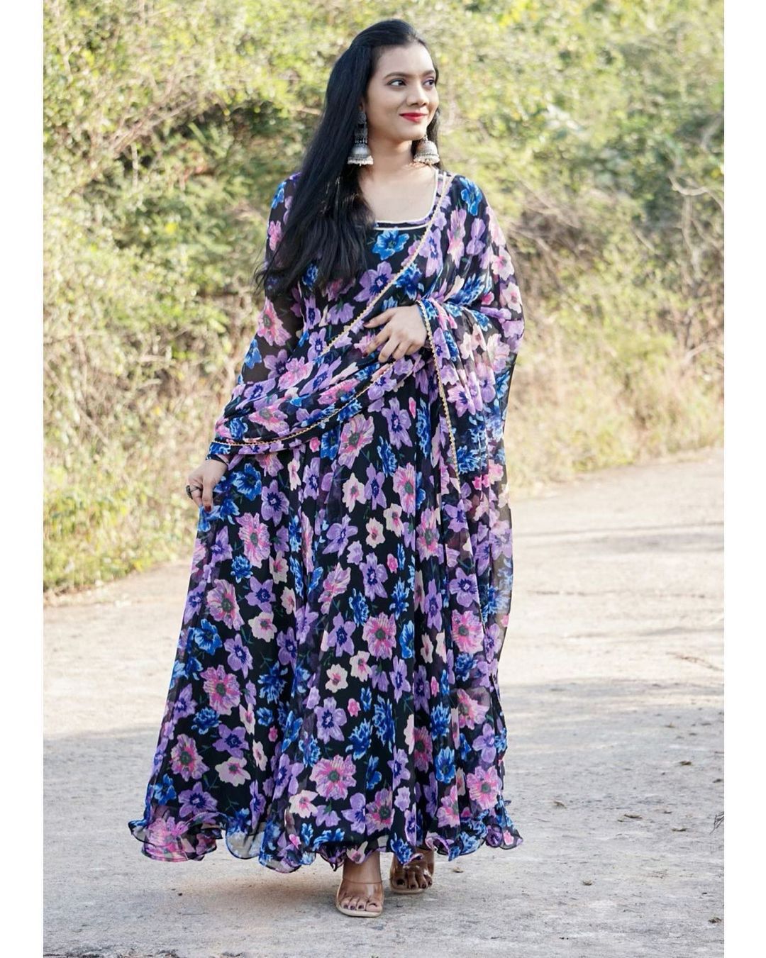 Women Maxi Gown With Shawl
