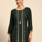 Green Ethnic Motifs Embroidered Top