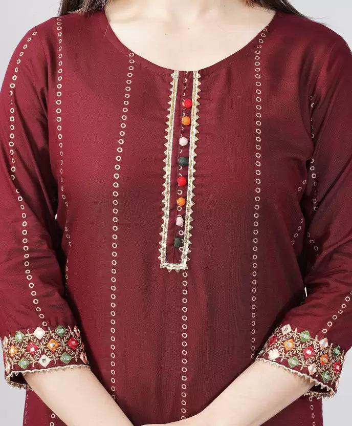 Women Kurta and Pant Set Viscose Rayon