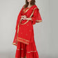 Women Rayon Embroidered Kurta, Sharara & Dupatta Set