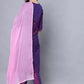 Women Purple Embrodiered Kurta, Pant And Dupatta Set Art Silk