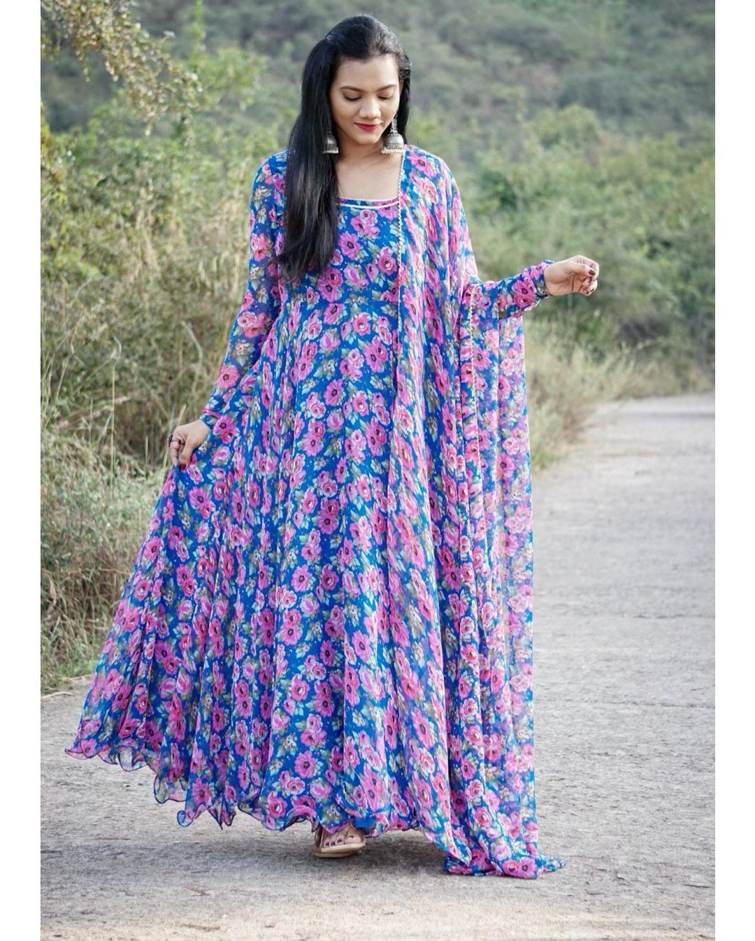 Women Maxi Gown With Shawl