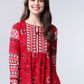 Women Red Printed A-Line Top