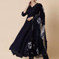 Women Blue Long Sleeve Viscose Rayon Anarkali Kurta set