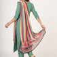 Women Sea Green Kurta set with Multicolor Dupatta