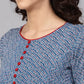Women Printed Viscose Rayon Front-slit Kurta (Blue)