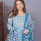 Women's Cotton Printed Anarkali Kurta with Palazzo & Dupatta Set
