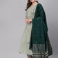 Light Green Cotton Blend Kurta set with Dark Green Dupatta