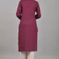 Women Viscose Rayon Wine Kurta and Pant Set