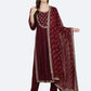 Women Viscose Rayon Maroon Kurta and Pant Set