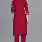 Women Maroon Embroidered Kurta set with Dupatta