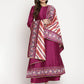 Women Purple Printed Gotta Patti Kurti with Palazzos & Dupatta
