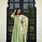 Women Green Printed Anarkali Kurta, Bottom & Dupatta Set