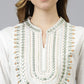 Women's Green Cotton Embroidered Anarkali Kurta