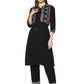 Women's Black Rayon Jacket Kurta with Palazzo Pant Set