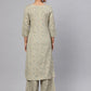 Women Cream-Coloured Floral Printed Kurta with Palazzos