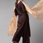 Women's Pure Cotton Brown Straight Solid Kurta Palazzo With Dupatta Set