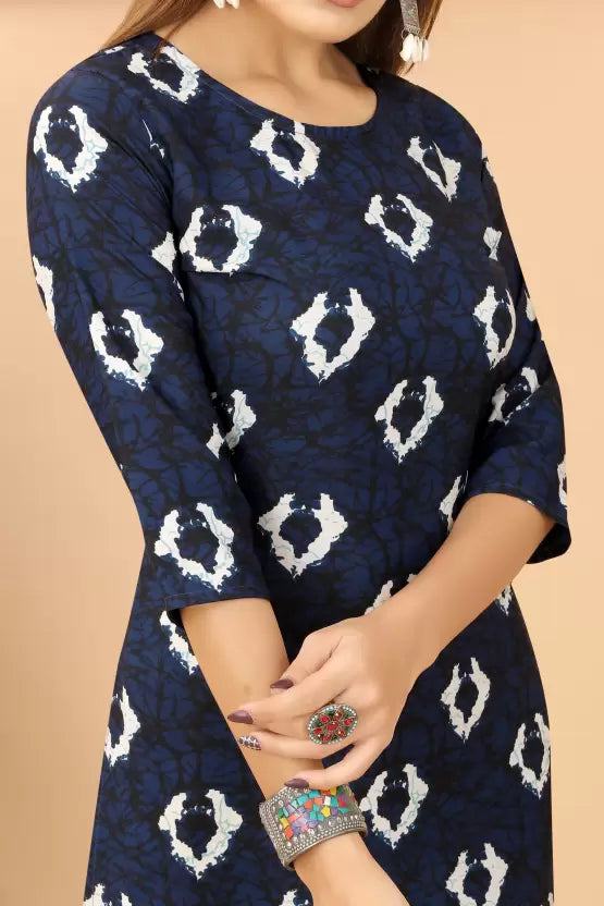 Women Blue Crepe Kurta and Pant Set