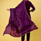 Women Purple Embroidered Regular Sequinned Kurta with Trousers & With Dupatta