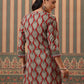 Red & Beige Ethnic Motifs Printed Pure Cotton Kurti
