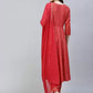 Women Red Cotton Blend Kurta, Pant And Dupatta Set