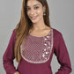 Women Viscose Rayon Wine Kurta and Pant Set