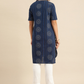 Women Navy Blue Cotton Ethnic Printed Kurta